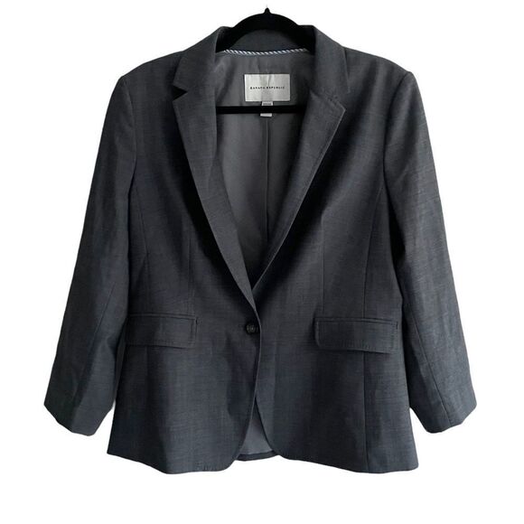 BANANA REPUBLIC Wool Stretch Button Front Blazer Jacket Charcoal Grey 12 - Picture 3 of 8